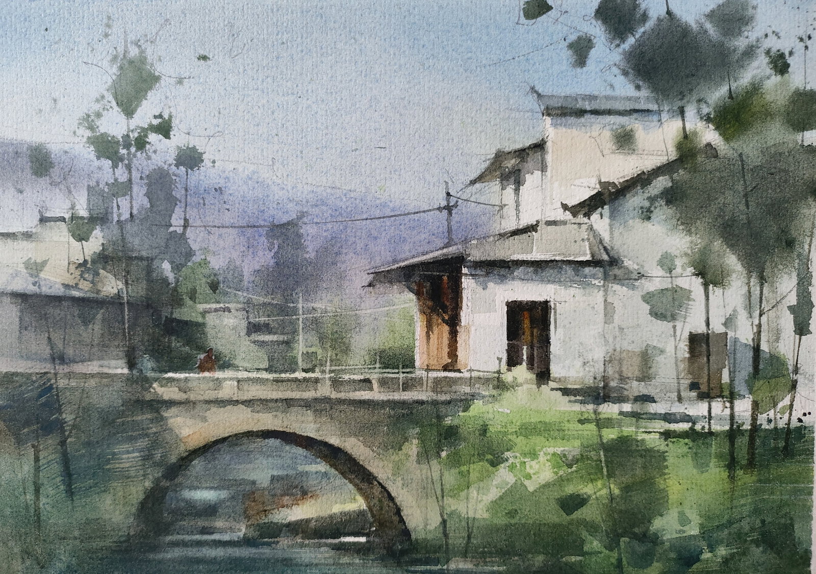 Song Shuyu Landscape Watercolor Unmounted 2017: Song Shuyu is one of the leading figures in Contemporary Chinese Watercolor Painting. His watercolor work titled, "Fading?Years" won the Excellence Award at the 9th National Fine Arts Exhibition, an e