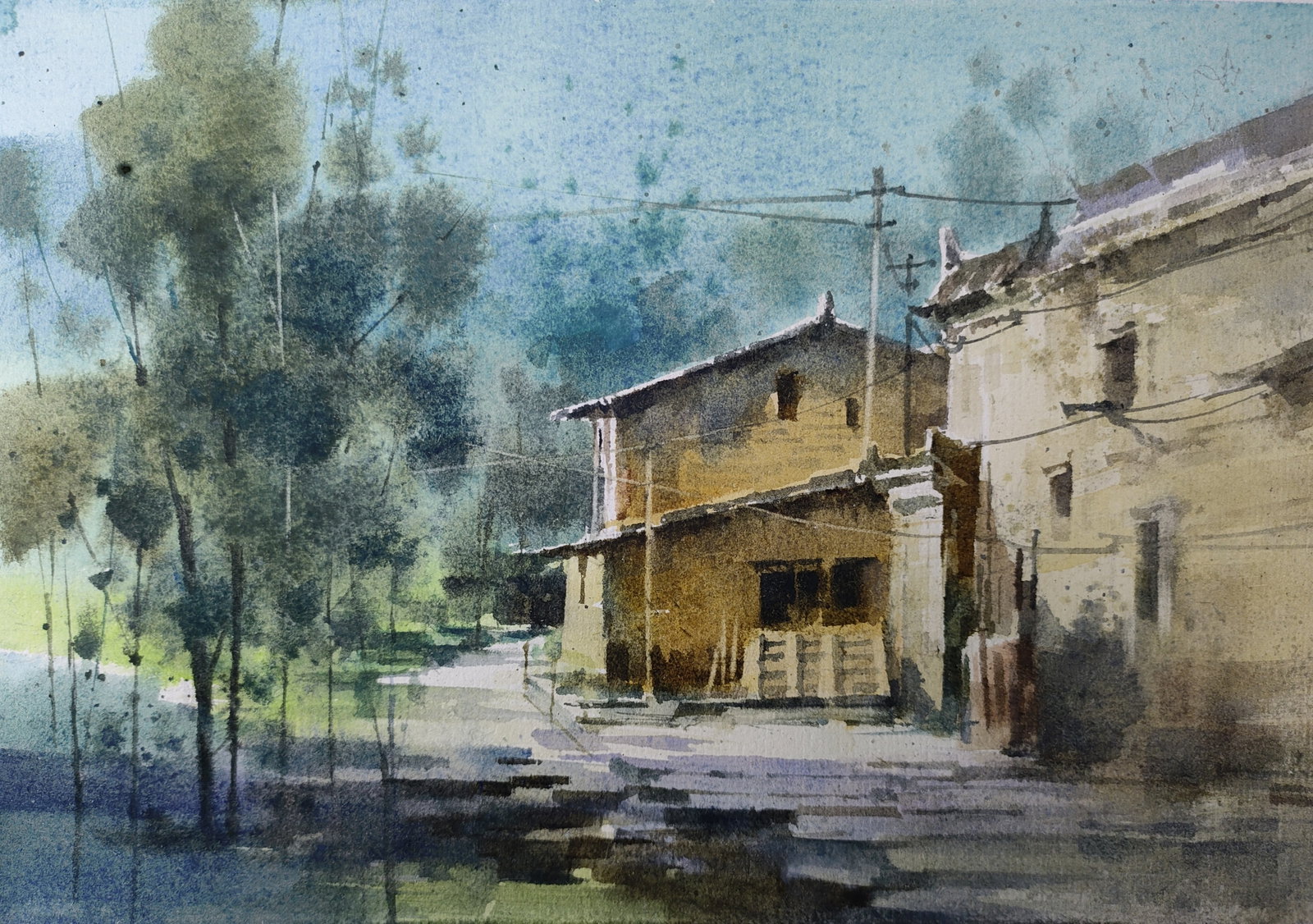 Song Shuyu Landscape Watercolor Unmounted 2017: Song Shuyu is one of the leading figures in Contemporary Chinese Watercolor Painting. His watercolor work titled, "Fading?Years" won the Excellence Award at the 9th National Fine Arts Exhibition, an e