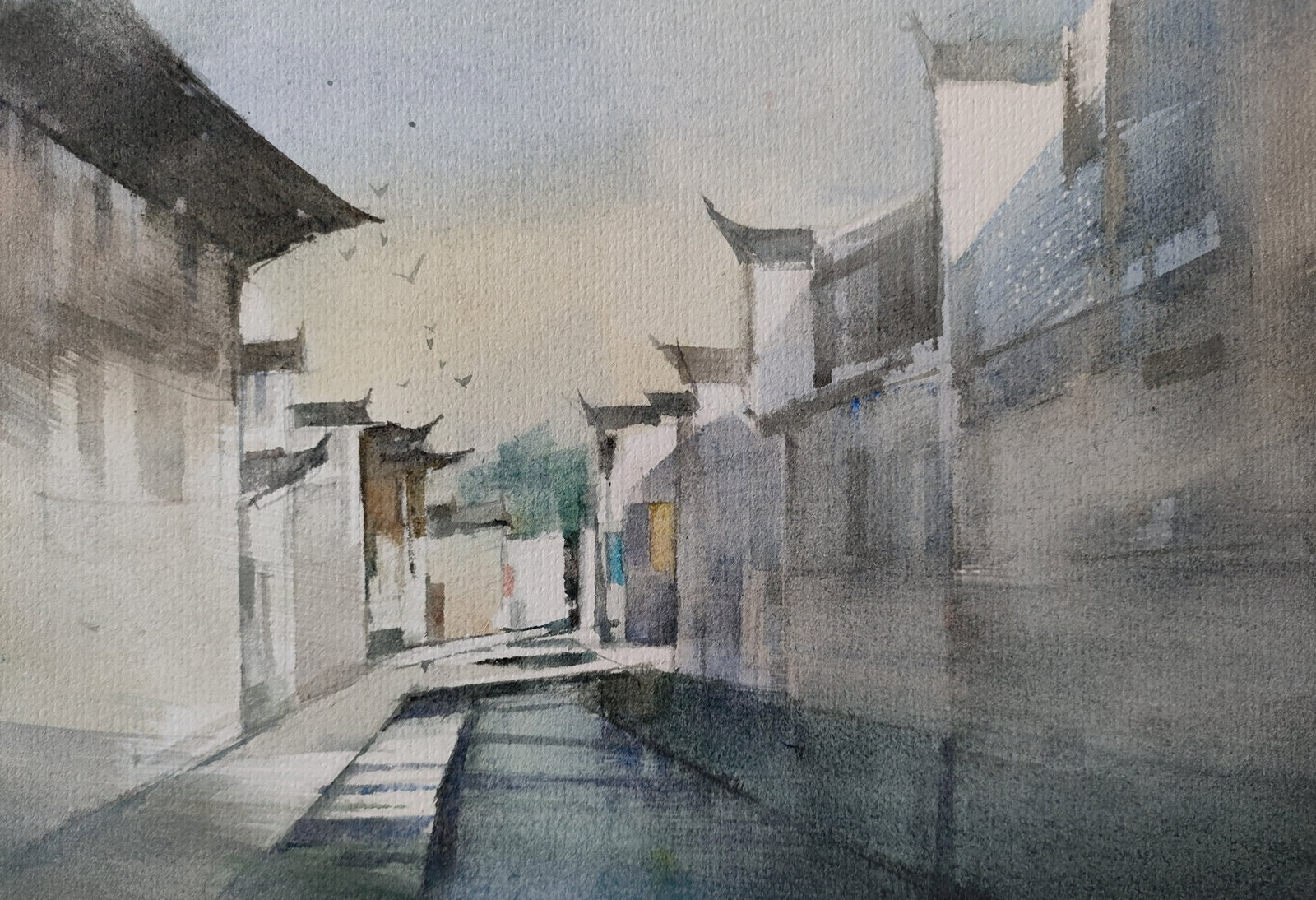 Song Shuyu Landscape Watercolor Unmounted 2016: Song Shuyu is one of the leading figures in Contemporary Chinese Watercolor Painting. His watercolor work titled, "Fading?Years" won the Excellence Award at the 9th National Fine Arts Exhibition, an e