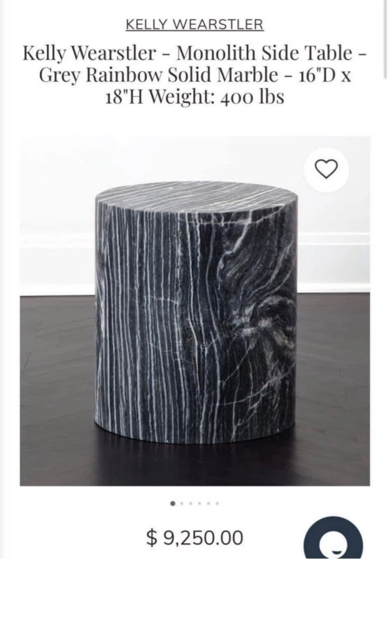 Kelley wearstler Monolith pedestal sold out $9250: 16 x 18 . 400 Lbs and has the signature carved on the top.Can facilitate the shipping.No reserve.