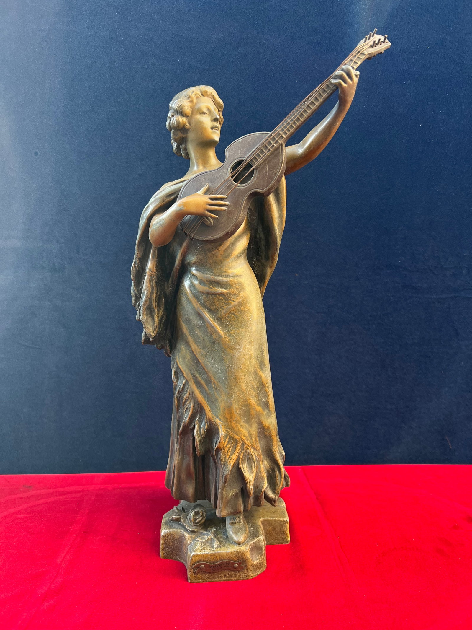 Inspirations spelter sculpture dated 1905, signed, titled, foundry mark (1 of 10)