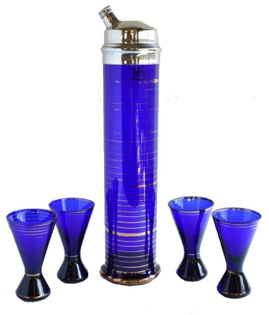 ART DECO 1930s COBALT COCKTAIL SET (1 of 4)