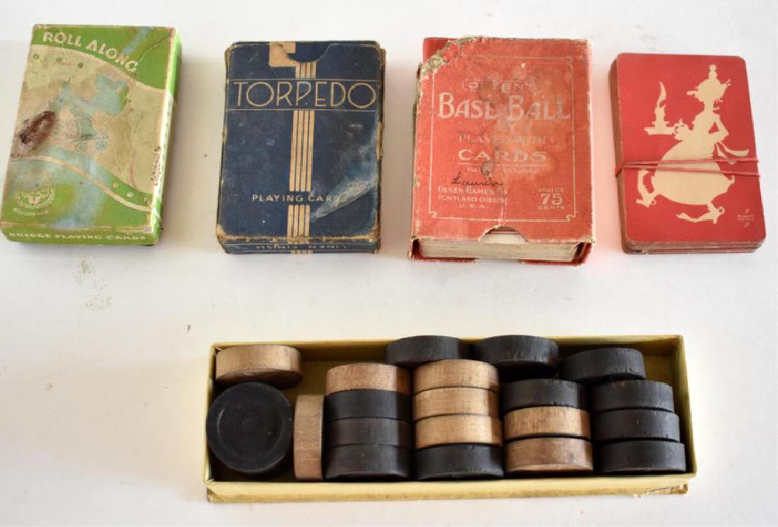 ASSORTED ANTIQUE CARDS & GAME PIECES (1 of 7)