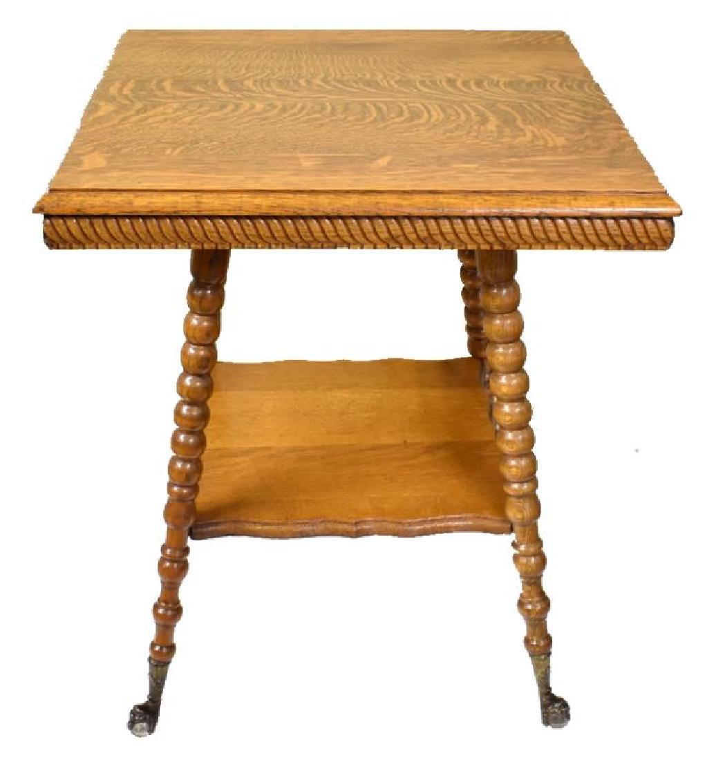 SQUARE OAK LAMP TABLE (1 of 3)