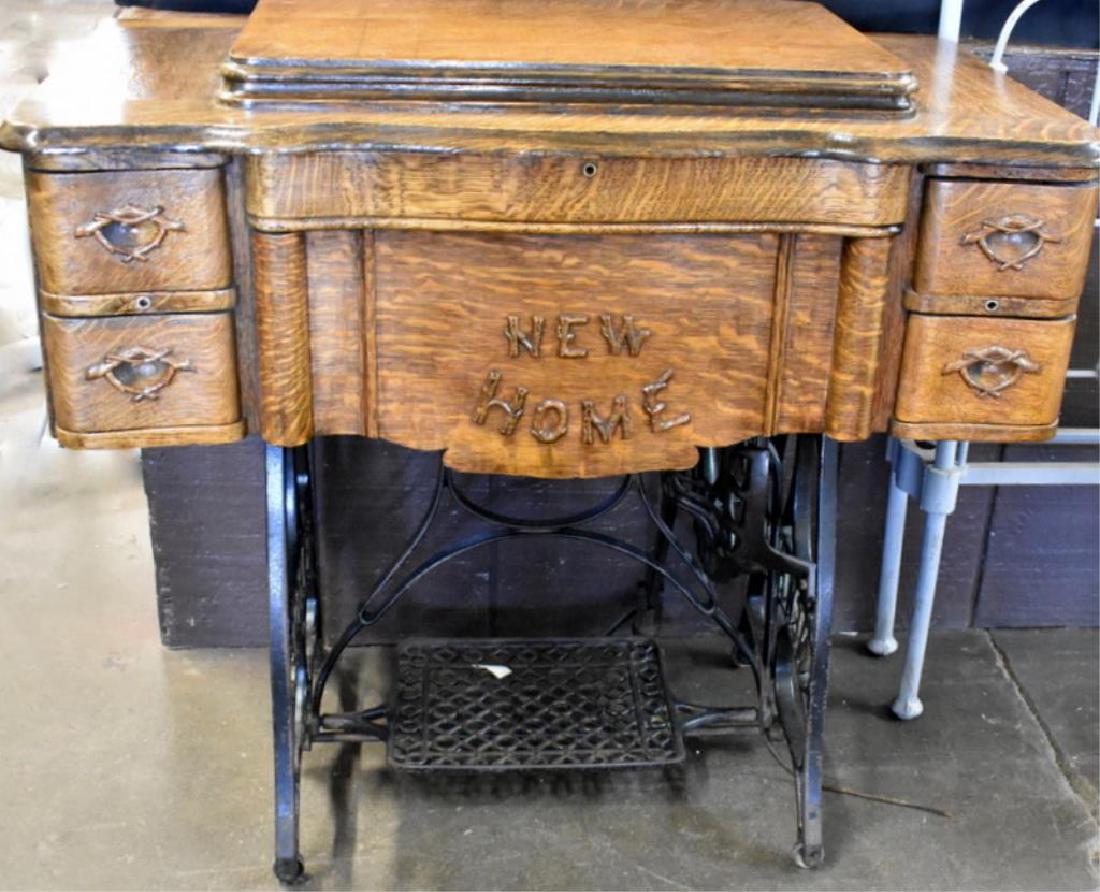 OAK NEW HOME TREADLE SEWING MACHINE