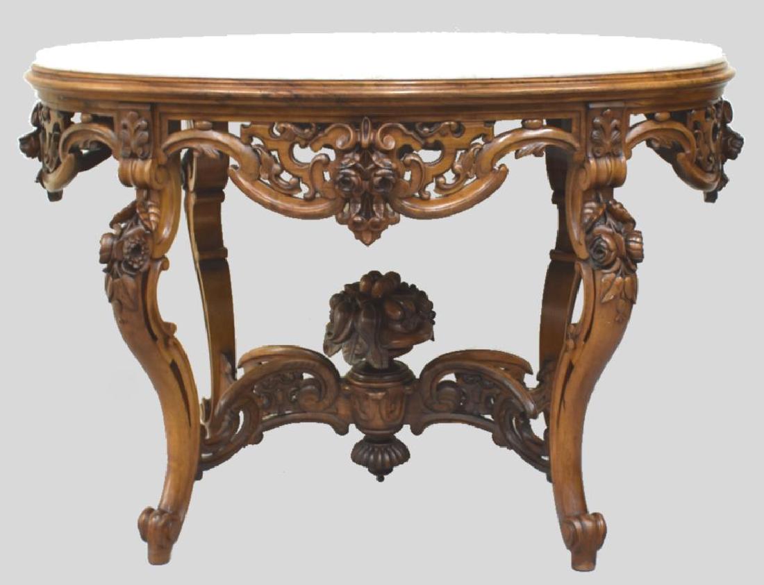 J & JW MEEKS MARBLE TOPPED PARLOR TABLE (1 of 8)