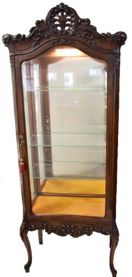 Victorian Style Walnut Curio Cabinet