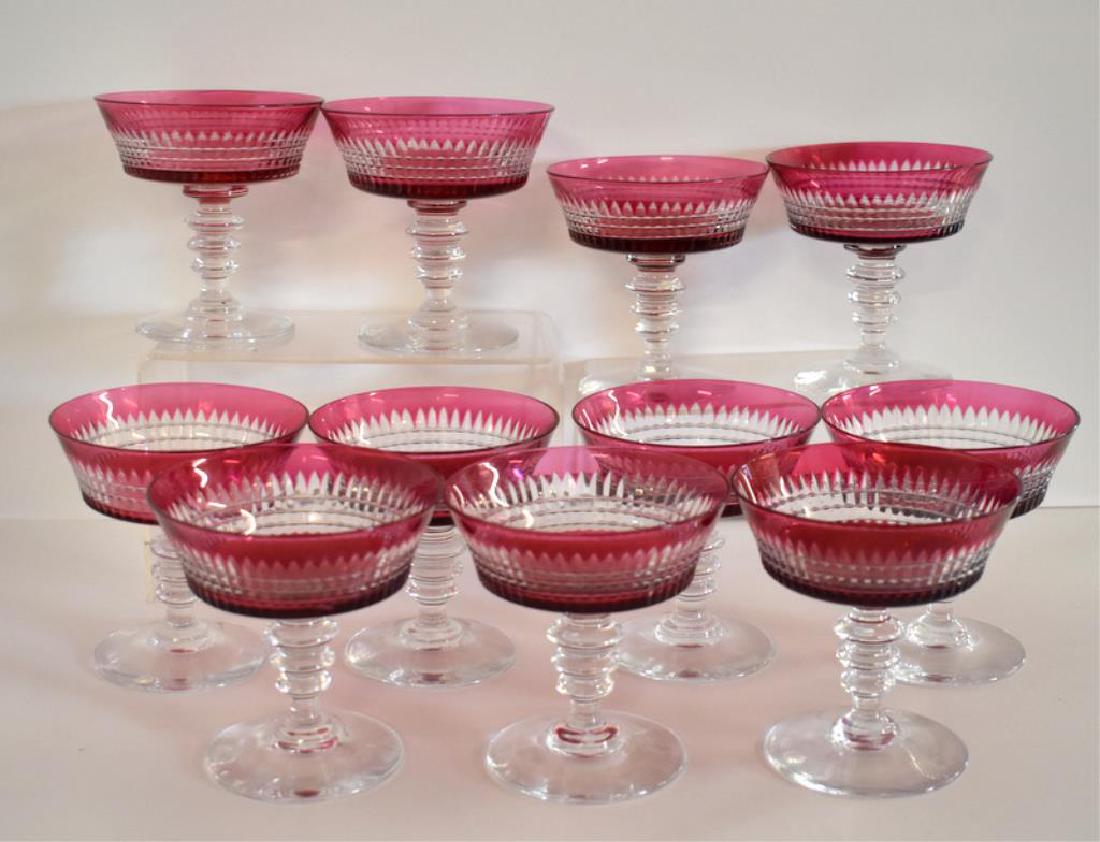 RUBY FLASHED OHIO CUT GLASS CO. CHAMPAGNES (1 of 3)