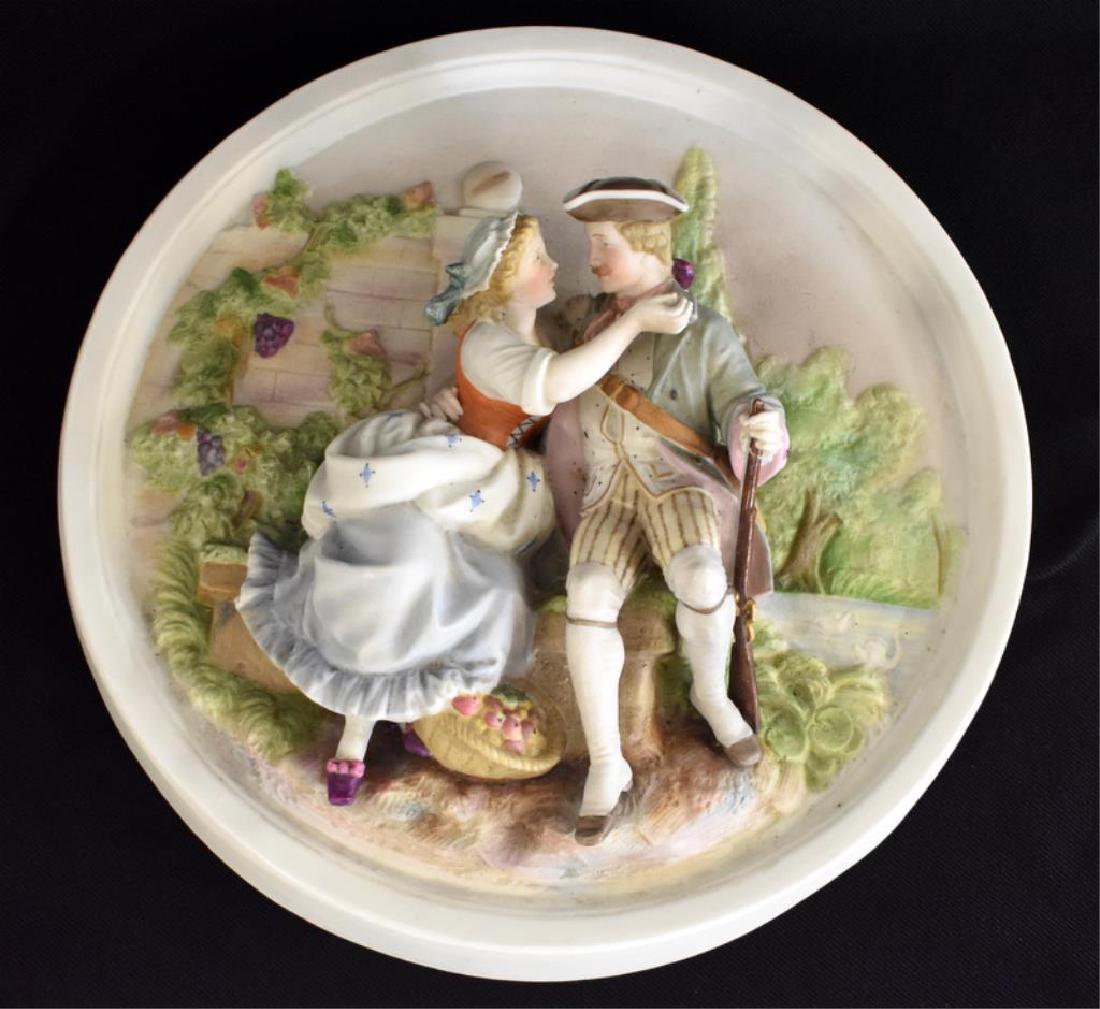 ANTIQUE BISQUE PORCELAIN PLAQUE (1 of 5)