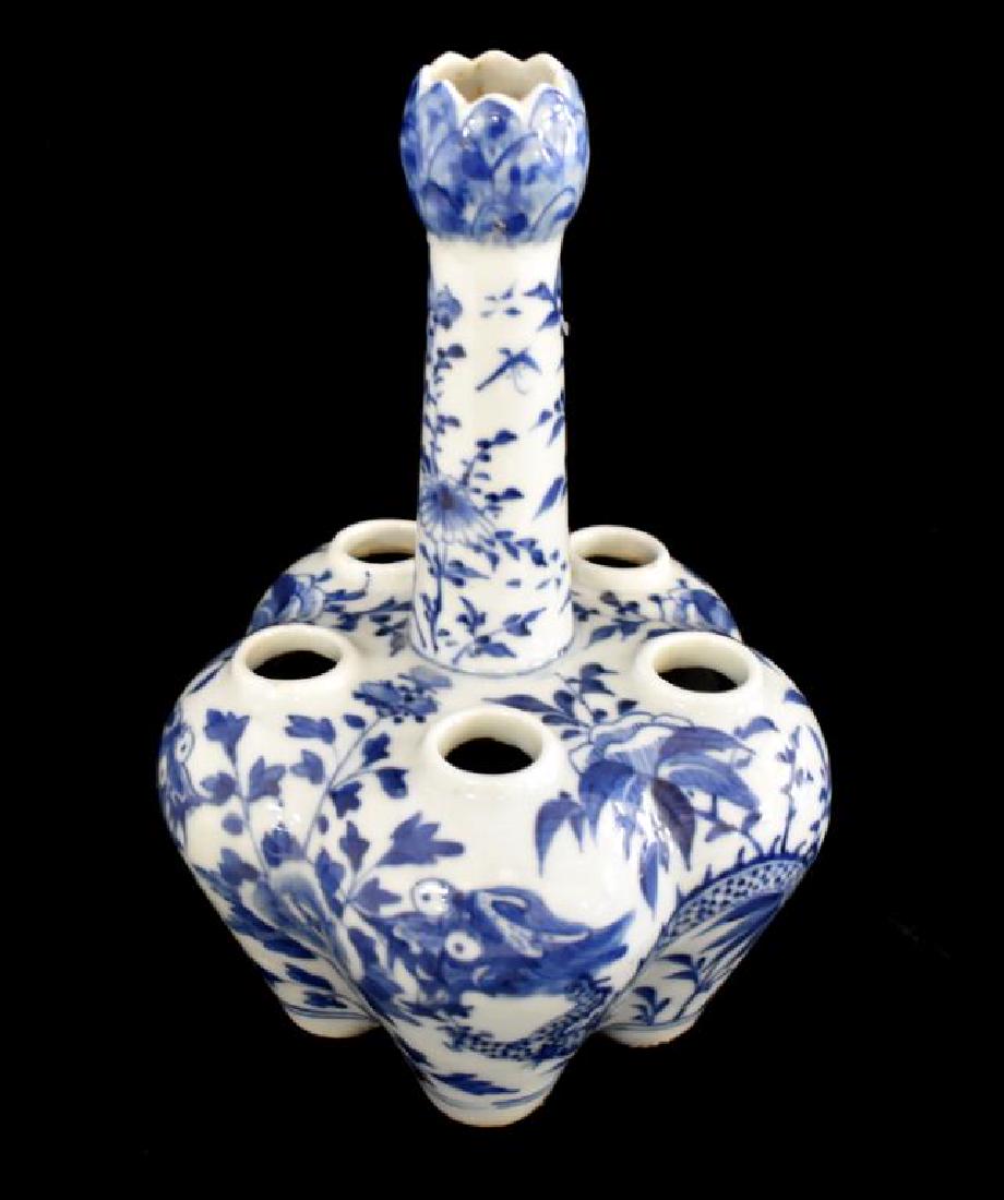 RARE FORM CANTON CHINA BLUE AND WHITE VASE (1 of 7)