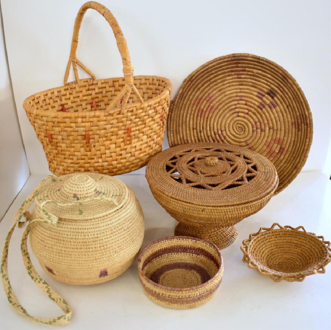 SIX NATIVE AMERICAN INDIAN BASKETS (1 of 9)