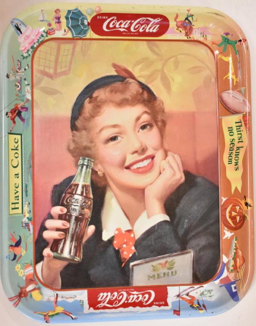1950 COCA-COLA "MENU GIRL" SERVING TRAY: Original 1950 Coke tray appears to be in very good overall condition.