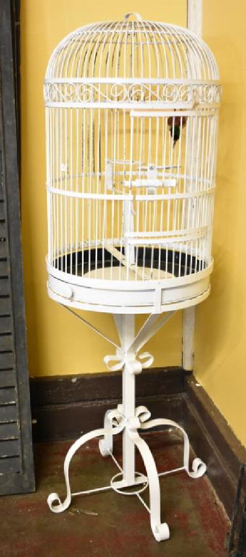 VINTAGE METAL BIRD CAGE &amp; STAND