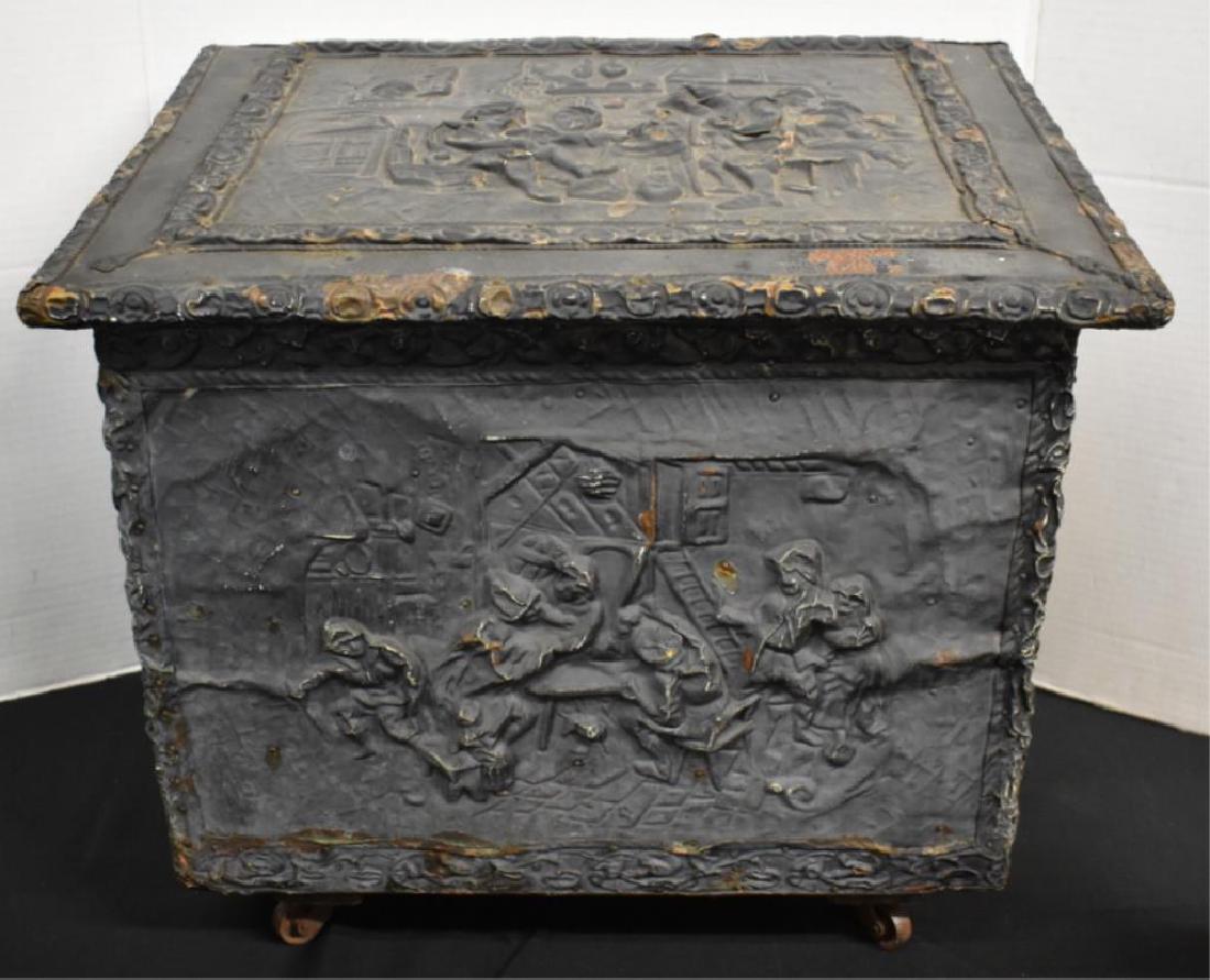 ANTIQUE PAINTED BRASS COAL SCUTTLE (1 of 5)