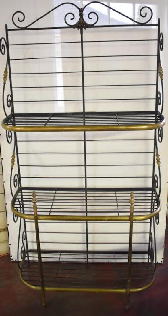LARGE BRASS & WROUGHT IRON BAKER'S RACK (1 of 4)