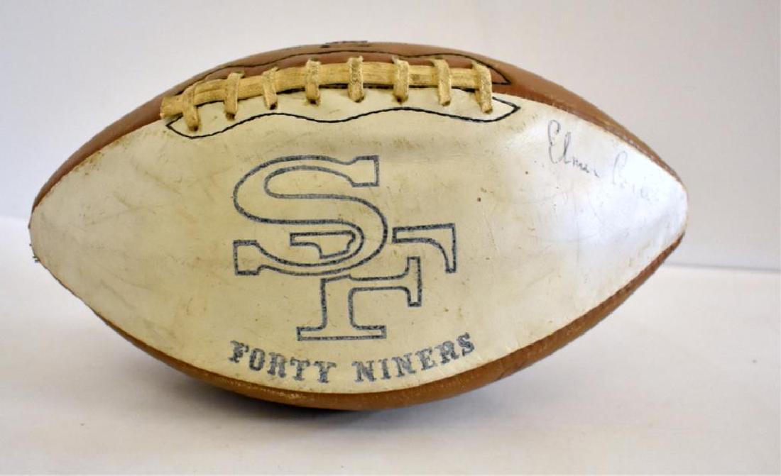 1968 SAN FRANCISCO 49ERS AUTOGRAPHED FOOTBALL: Football has approximately 33 signatures from members of the 1968 San Francisco Forty-Niners team. Identified autographs appear to be Kermit Alexander, Cas Banaszek, Ed Beard, Forrest Blue, Bruce Bosl