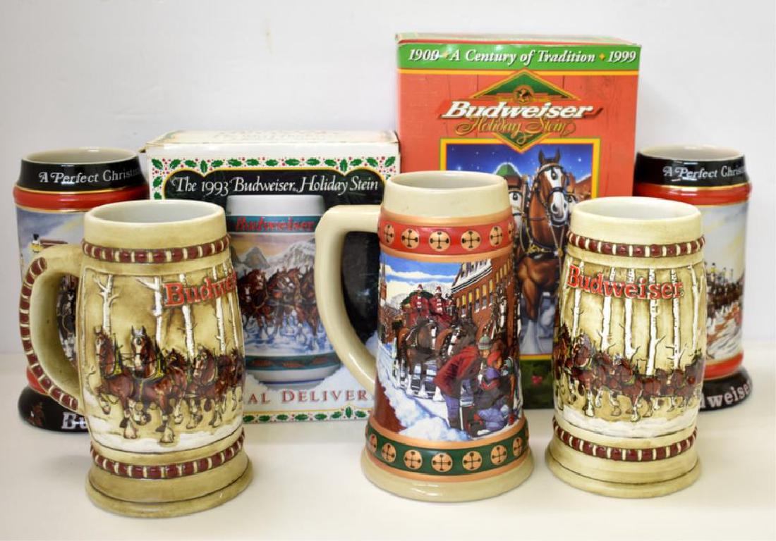 SEVEN ASSORTED BUDWEISER HOLIDAY STEINS (1 of 5)