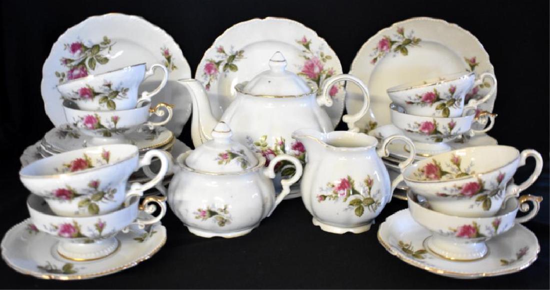 MOSS ROSE CHINA TEA SET - SERVICE FOR EIGHT (1 of 4)
