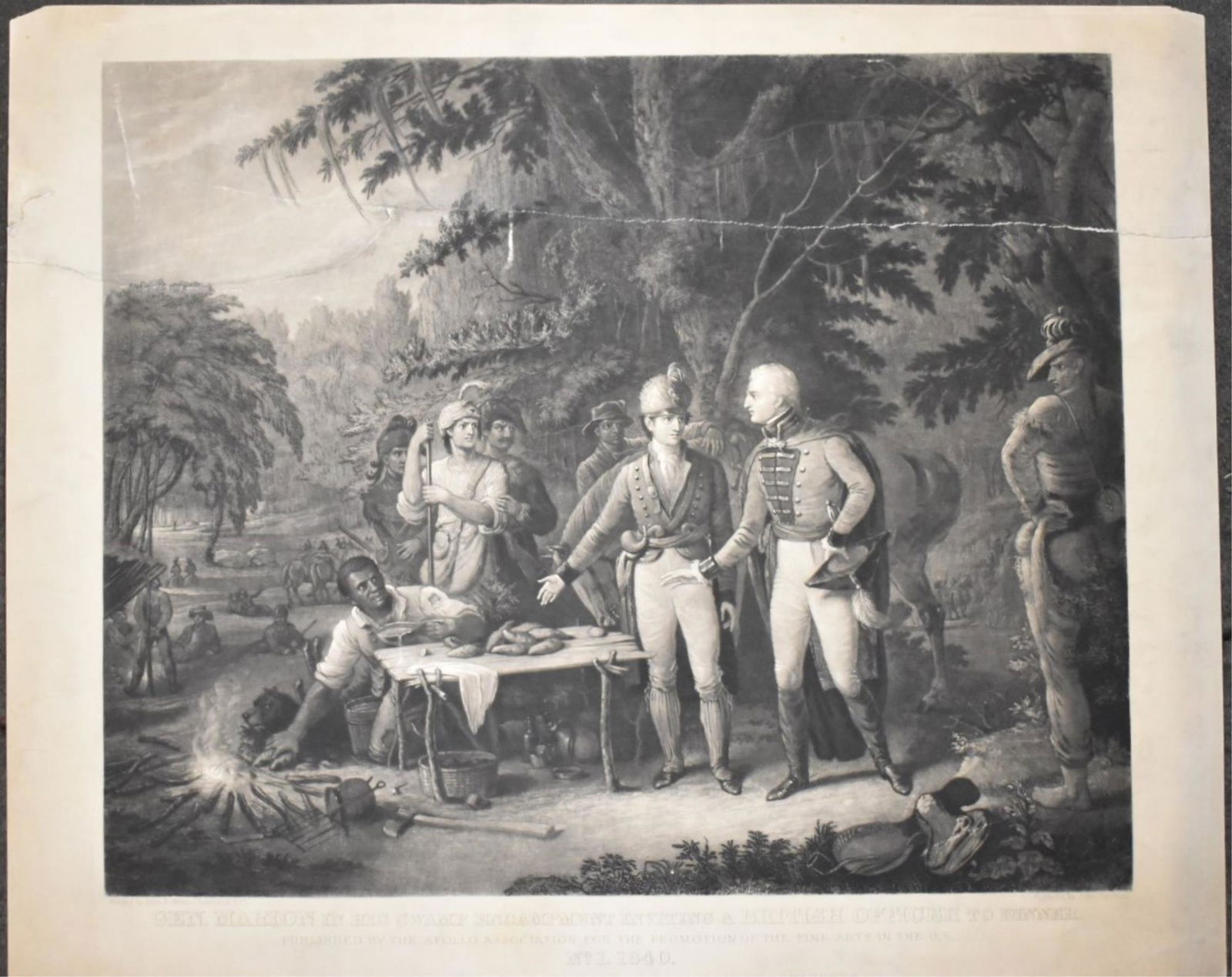 "GEN. MARION IN HIS SWAMP ENCAMPMENT..." ENGRAVING (1 of 6)
