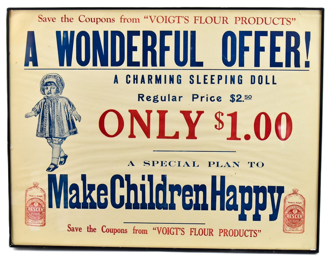 VOIGHT'S FLOUR PRODUCTS FRAMED DOLL ADVERTISEMENT (1 of 1)