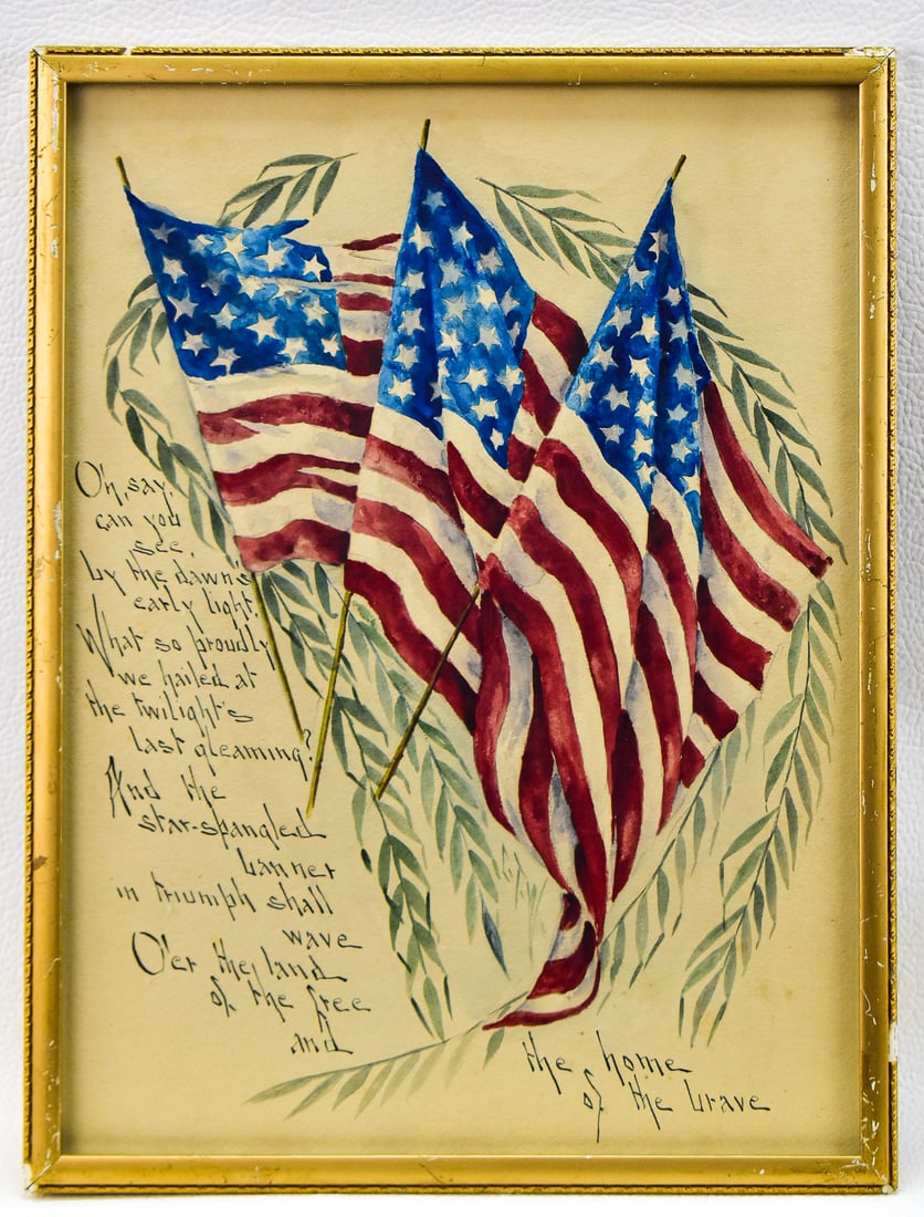 "STAR SPANGLED BANNER" WATERCOLOR ON PAPER (1 of 4)
