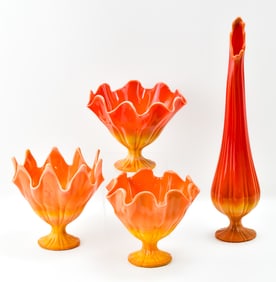 COLLECTION OF L.E. SMITH MIDCENTURY BITTERSWEET ORANGE GLASS
