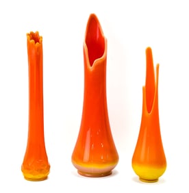 L.E. SMITH BITTERSWEET ORANGE SWUNG VASES