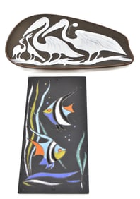 PAIR OF GERMAN & DANISH PAINTED ENAMEL WALL DECOR PLATES