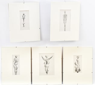 ITALIAN PEN & INK ABSTRACT FIGURES ON PAPER