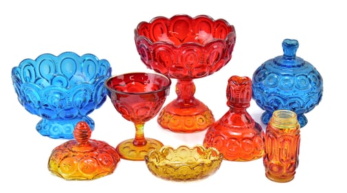 ASSORTED MIDCENTURY L.E. SMITH MOON & STARS GLASS