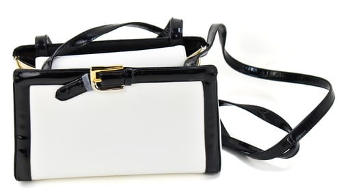 JUDITH LEIBER WHITE & BLACK LEATHER HANDBAG