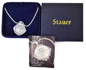 2015 U.S. 1-OZ EAGLE SILVER DOLLAR PENDANT ON CHAIN