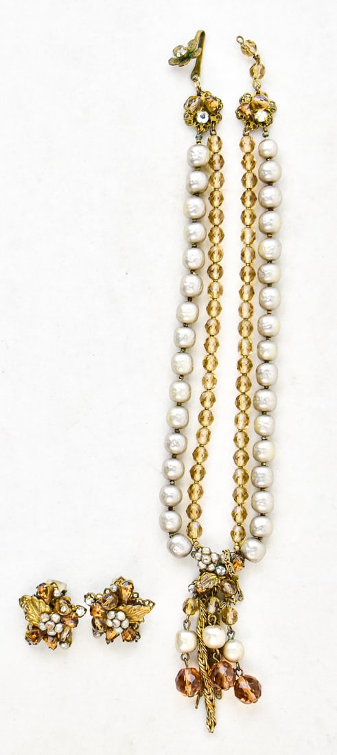 LATE 1940s DE MARIO NECKLACE & EARRINGS (1 of 5)