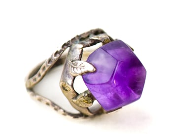 FRANCES GABE SILVER & AMETHYST RING