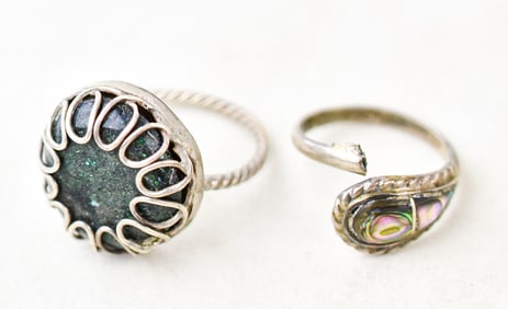 FRANCES GABE SILVER & FIRE OPAL RING & MORE