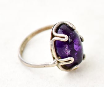 FRANCES GABE SILVER & AMETHYST RING