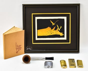 ASSORTED COLIBRI LIGHTERS, SIGNED BOOK, & MORE