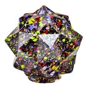 CZECH SPATTER END OF DAY GLASS SHADE