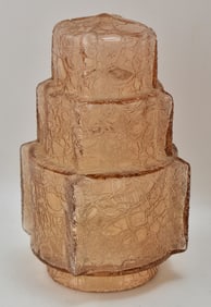 PINK CRACKLE GLASS ART DECO LAMPSHADE