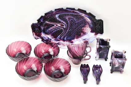 ASSORTED AMETHYST GLASS