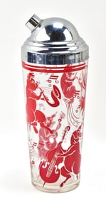 HAZEL ATLAS DANCING MUSICAL PIGS COCKTAIL SHAKER