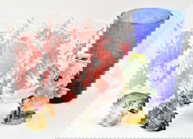 ASSORTED PINK ELEPHANT GLASSWARE & MORE