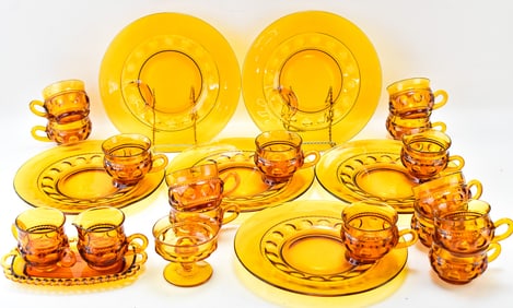 ASSORTED AMBER GLASS TABLEWARE