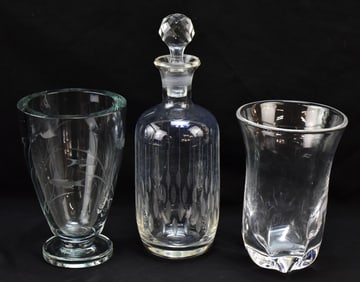ORREFORS CRYSTAL VASE, STROMBERG CRYSTAL VASE, & MORE