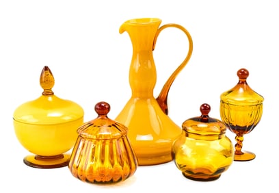 MIDCENTURY EMPOLI BUTTERSCOTCH & AMBER GLASSWARE
