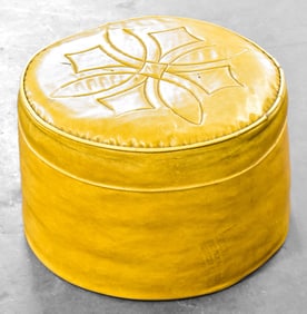 MIDCENTURY VINYL OTTOMAN