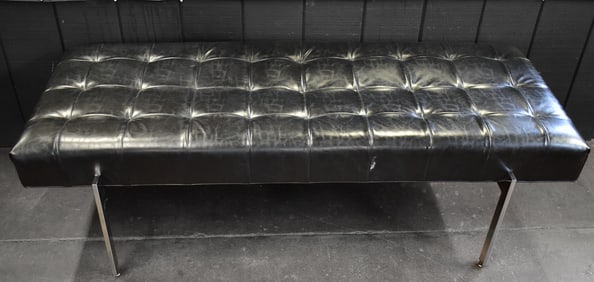 THAYER COGGIN LEATHER & CHROME BENCH