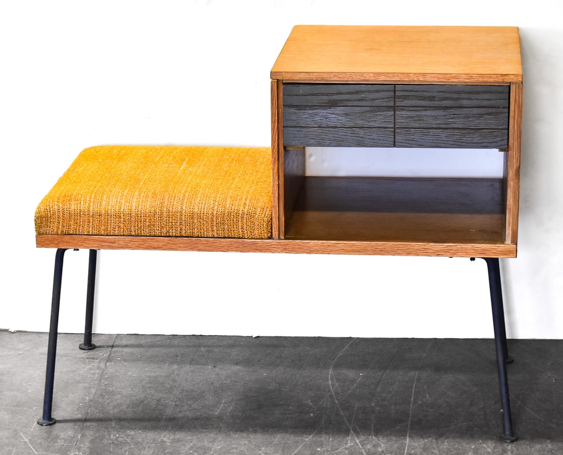 RAYMOND LOEWY FOR MENGEL WALNUT TELEPHONE BENCH (1 of 5)