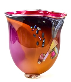 CHRIS HAWTHORNE SIGNED ART GLASS VASE