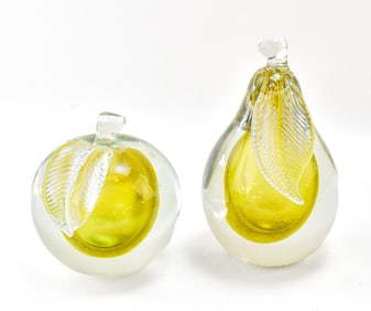 ALFREDO BARBINI MURANO GLASS APPLE & PEAR BOOKENDS